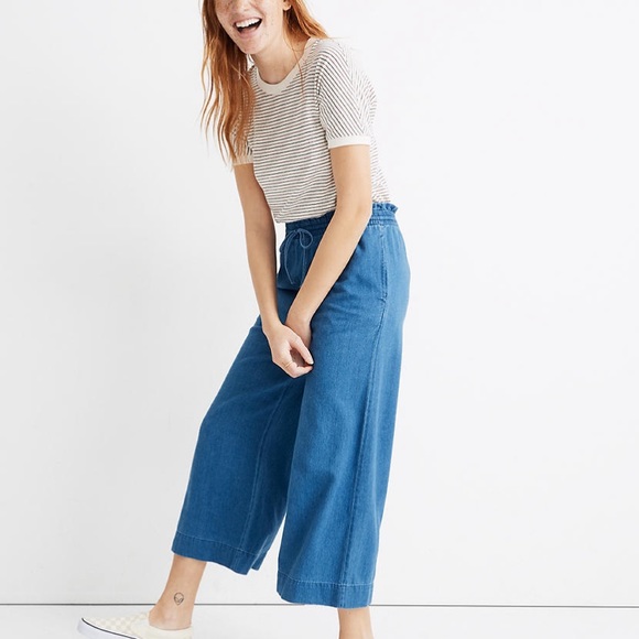 Madewell Indigo Smocked Huston Pull-On Crop Pants - Picture 12 of 16